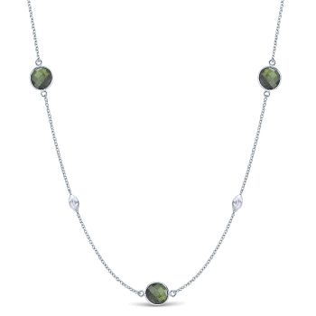22.68 ct - Necklace
 925 Silver Labradorite Diamond By The Yard /NK4293ETSVJLR-IGCD