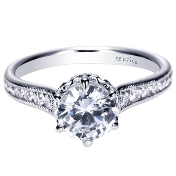 0.35 ct - Diamond Engagement Ring Set in 18k White Gold - Straight Setting /ER9142W83JJ-IGCD