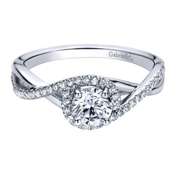 0.15 ct - Diamond Engagement Ring Set in 14k White Gold Criss Cross /ER9337W44JJ-IGCD