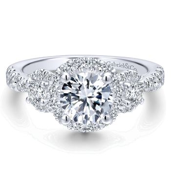 0.97 ct - 3 Stone Diamond Engagement Ring Set in 14K White Gold /ER12770R4W44JJ-IGCD