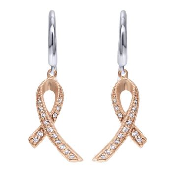 14k White/pink Gold Diamond Drop Earrings 0.15 ct EG10017T45JJ