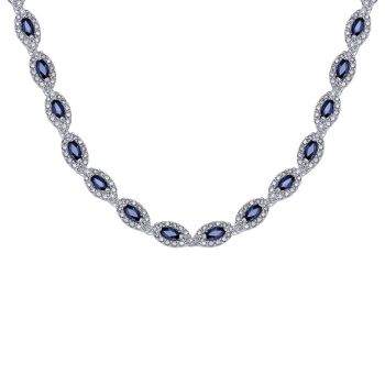 1.80 ct Diamond and Sapphire Occasion Necklace set in 14K White Gold NK1478W45SB