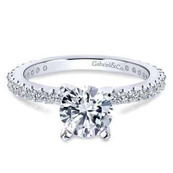 0.38 ct - Diamond Engagement Ring Set in 14k White Gold Straight Setting /ER4124W44JJ-IGCD