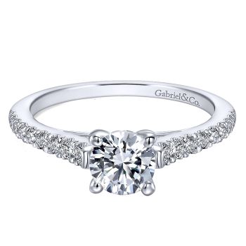 0.28 ct - Diamond Engagement Ring Set in 14k White Gold Straight Setting /ER12297R3W44JJ-IGCD