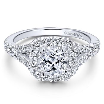 0.92 ct Diamond Engagement Ring - Set in 14k White or Pink Gold Diamond Halo /ER12829C4T44JJ-IGCD