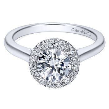 0.28 ct Diamond Engagement Ring - Set in 14k White Gold Diamond Halo /ER7265W44JJ-IGCD
