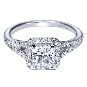 18K White Gold 0.51 ct Diamond Halo Engagement Ring Setting ER6320W83JJ