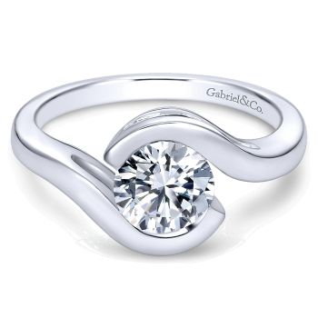 0.43 ct - Diamond Engagement Ring Set in 14K White Gold Diamond Bypass /ER7892W44JJ-IGCD
