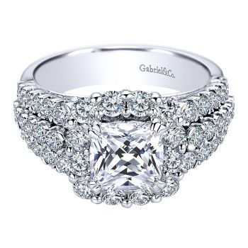 1.60 ct Diamond Engagement Ring - Set in 14k White Gold Diamond Halo /ER8906W44JJ-IGCD