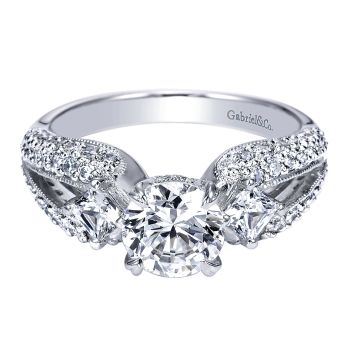 0.90 ct - 3 Stone Diamond Engagement Ring Set in 14K White Gold /ER4353W44JJ-IGCD