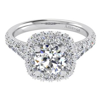 18K White Gold 1.29 ct Diamond Halo Engagement Ring Setting ER11411W83JJ