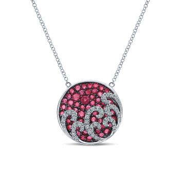 0.22 ct - Necklace
 14k White Gold Diamond And Ruby Fashion /NK4835W45RB-IGCD