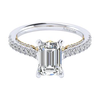 0.49 ct - Diamond Engagement Ring Set in 18k Two Tone - Straight Setting /ER11639E6M83JJ-IGCD