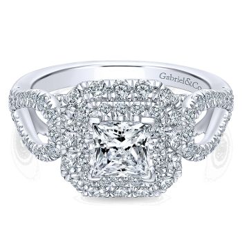 1.30 ct Diamond Engagement Ring - Set in 14k White Gold Diamond Halo /ER12775S3W44JJ-IGCD