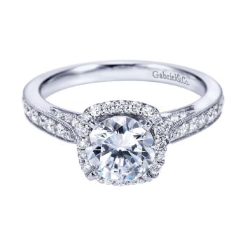 14K White Gold 0.47 ct Diamond Halo Engagement Ring