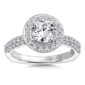 Diamond Halo Engagement Ring Mounting in 14K White Gold with Platinum Head (.72 ct. tw.) /CR793W
