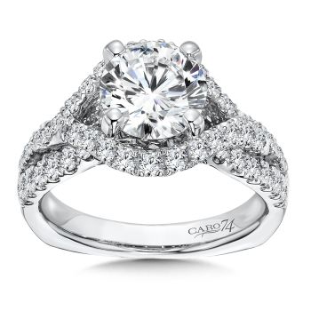 Grand Opulance Collection Diamond Criss Cross Engagement Ring in 14K White Gold with Platinum Head (0.95ct. tw.) /CR220W