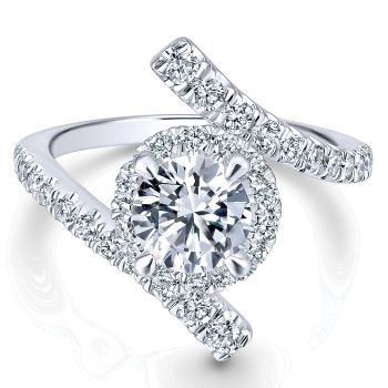 0.88 ct Diamond Engagement Ring - Set in 14k White Gold Diamond Halo /ER12802R4W44JJ-IGCD