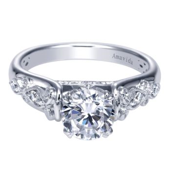 18K White Gold 0.09 ct Diamond Straight Engagement Ring Setting ER9144W83JJ