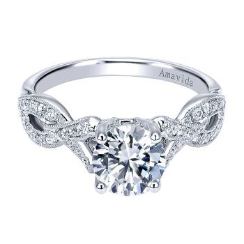0.25 ct - Diamond Engagement Ring Set in 18k White Gold - Criss Cross /ER11823R3W83JJ-IGCD