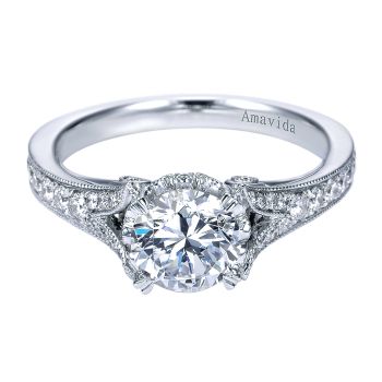 0.38 ct - Diamond Engagement Ring Set in 18k White Gold - Split Shank /ER7560W83JJ-IGCD
