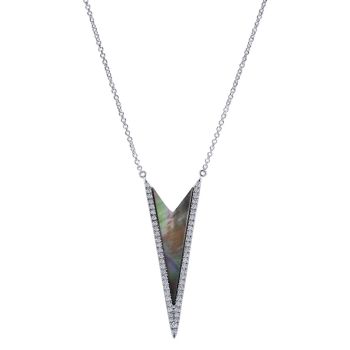 0.37 ct Diamond & Black Mother Of Pearl Fashion Necklace set in 14KT White Gold NK4729W45BM