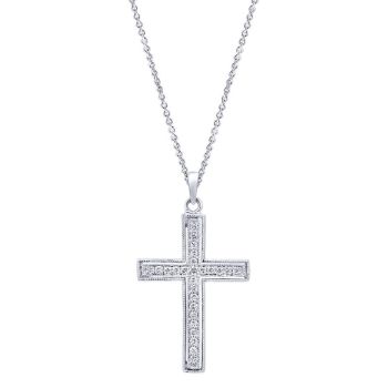 0.15 ct ct Diamond Cross Necklace set in 14K White Gold NK2185W45JJ