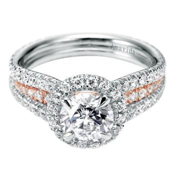 0.98 ct - Diamond Engagement Ring Set in 18k Two Tone Diamond Halo /ER6396T83JJ-IGCD