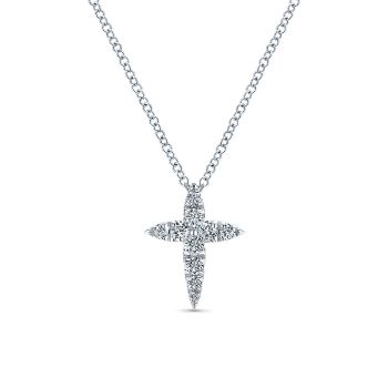 0.25 ct - Necklace
 14k White Gold Diamond Cross /NK5270W45JJ-IGCD