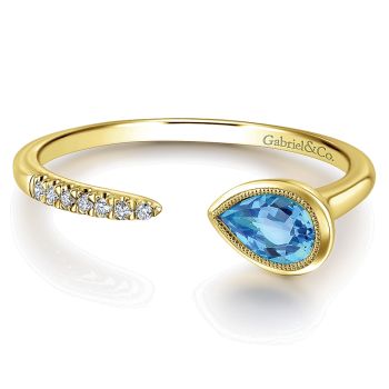 0.03 ct - Ladies' Ring
 14k Yellow Gold Diamond Swiss Blue Topaz Fashion /LR51049Y45BT-IGCD