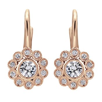 14k Pink Gold Diamond Leverback Earrings 0.53 ct EG12504K45JJ