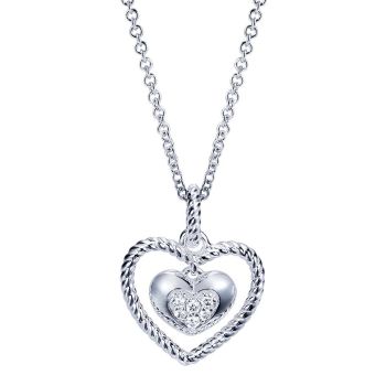0.05 ct Round Diamond Heart Necklace set in Silver 925 NK3702SV5JJ