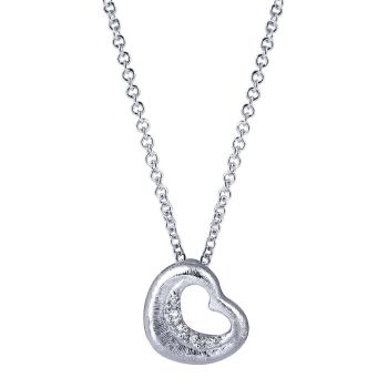 0.03 ct Round Diamond Heart Necklace set in Silver 925 NK3267SV5JJ