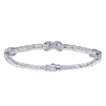 White Sapphire Bangle In Silver 925/Stainless Steel BG3600MXJWS