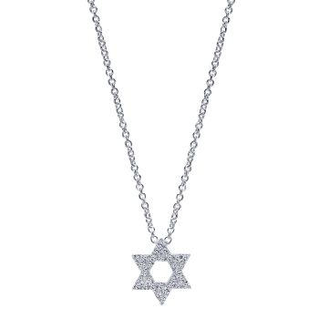 0.15 ct Round Diamond Star Of David Necklace set in 14KT White Gold NK5183W45JJ