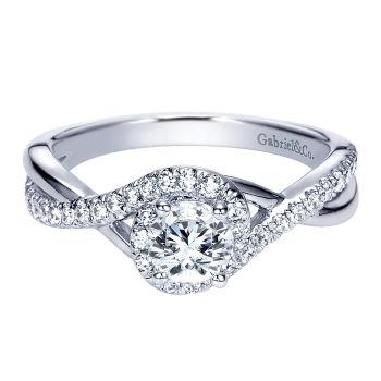 0.27 ct Diamond Engagement Ring - Set in 14k White Gold Diamond Halo /ER8733W44JJ-IGCD