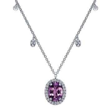 0.18 ct Diamond Amethyst Fashion Necklace set in 14KT White Gold NK4944W45AM