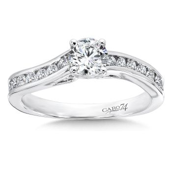 Criss Cross Engagement Ring in 14K White Gold with Platinum Head (0.37ct. tw.) /CR557W