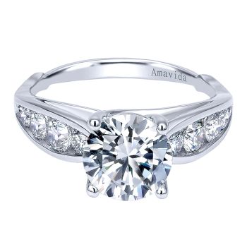 0.65 ct - Straight Setting Diamond Engagement Ring Set in 18k White Gold /ER11813R6W83JJ-IGCD
