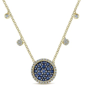 0.21 ct - Necklace
 14k Yellow Gold Diamond And Sapphire Fashion /NK5331Y45SA-IGCD