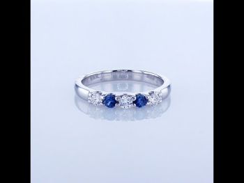 DIAMOND AND SAPPHIRE 5 STONE RING SET IN U PRONG 14KT WHITE GOLD R-IDJ-01688