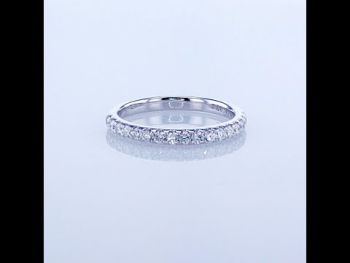SPLIT PRONG WEDDING BAND WITH DIAMONDS GOING HALF WAY AROUND SET IN 18KT WHITE GOLD R-IDJ-01631