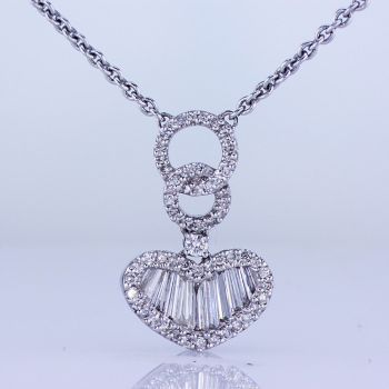 0.92CT Diamond Heart Shaped Pendant in 18K White Gold 008322