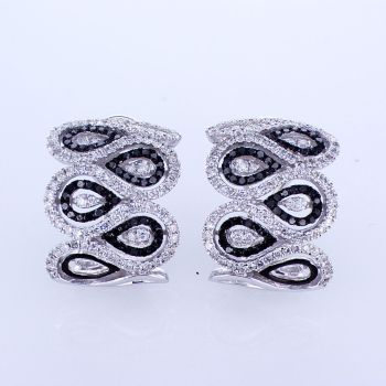 1.78CTW Black And White Diamond Earrings In 18K White Gold 008507
