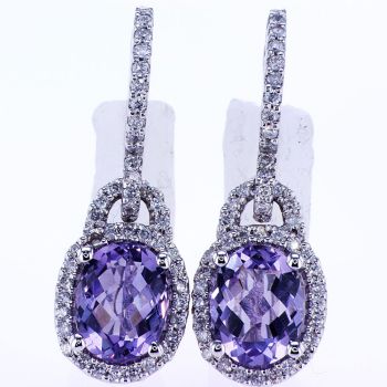 Amethyst and Diamond Earrings in 14K White Gold /IDJ8717