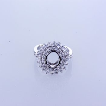 1.31ct Diamond Mounting Halo Two Row F-G SI In 18K White Gold  009158