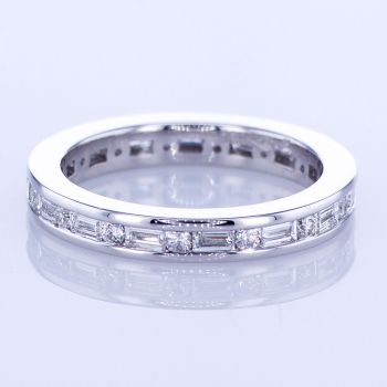 Baguette & Round Cut Diamond Eternity Band in 18KW Gold /IDJ9211