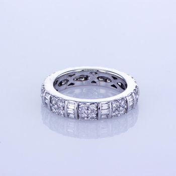 1.63CT Round And Baguette Cut Diamond Band  in 18KT White Gold 009477