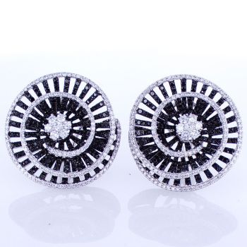 5.48CTW Black and White Diamond Earrings In 18K White Gold 009503