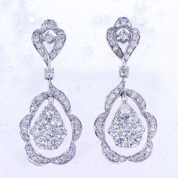2.32CT  Round Cut Diamond Earrings 18K White Gold 009636